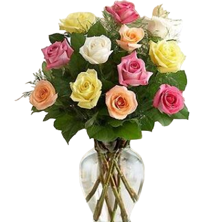 15 multi-colored roses | Flower Delivery Tambov