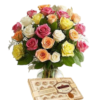 25 colorful roses with chokolates | Flower Delivery Tambov