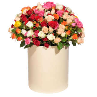 Mixed roses in a hatbox | Flower Delivery Tambov