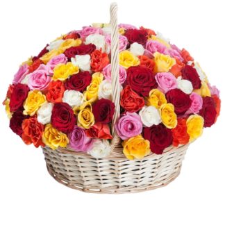 51 colorful roses in the basket | Flower Delivery Tambov